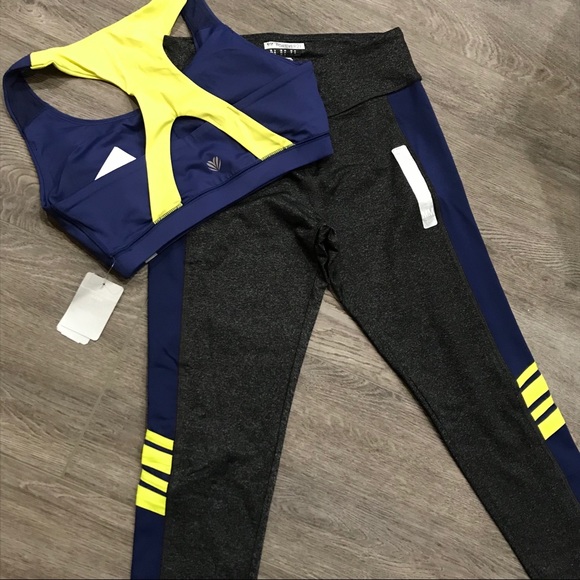 NWT Two Piece Set Yoga Workout Gym Legging Pants & Racerback Sport Bra Outfit - Picture 3 of 8